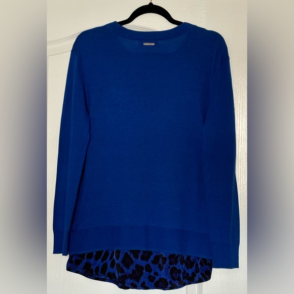 MICHAEL Michael Kors Blue Sweater with Leopard Print - Picture 2 of 7